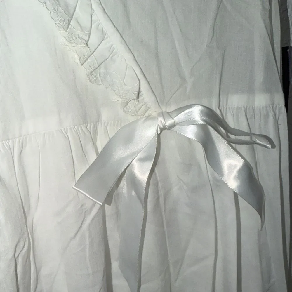 Vintage retro whit cotton Eileen West Ruffle cottagecore Lolita Dress M